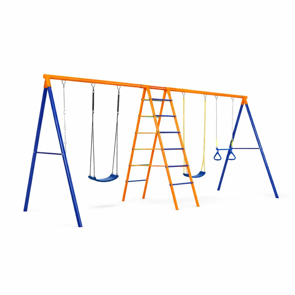 Altalena da Giardino 6 in 1 per Bambini, Set da Esterno con 2 Altalene e Scala