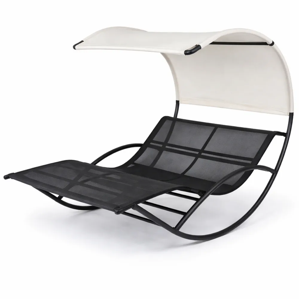 Divano da Giardino a Dondolo Ergonomico Resistente con Tetto Impermeabile