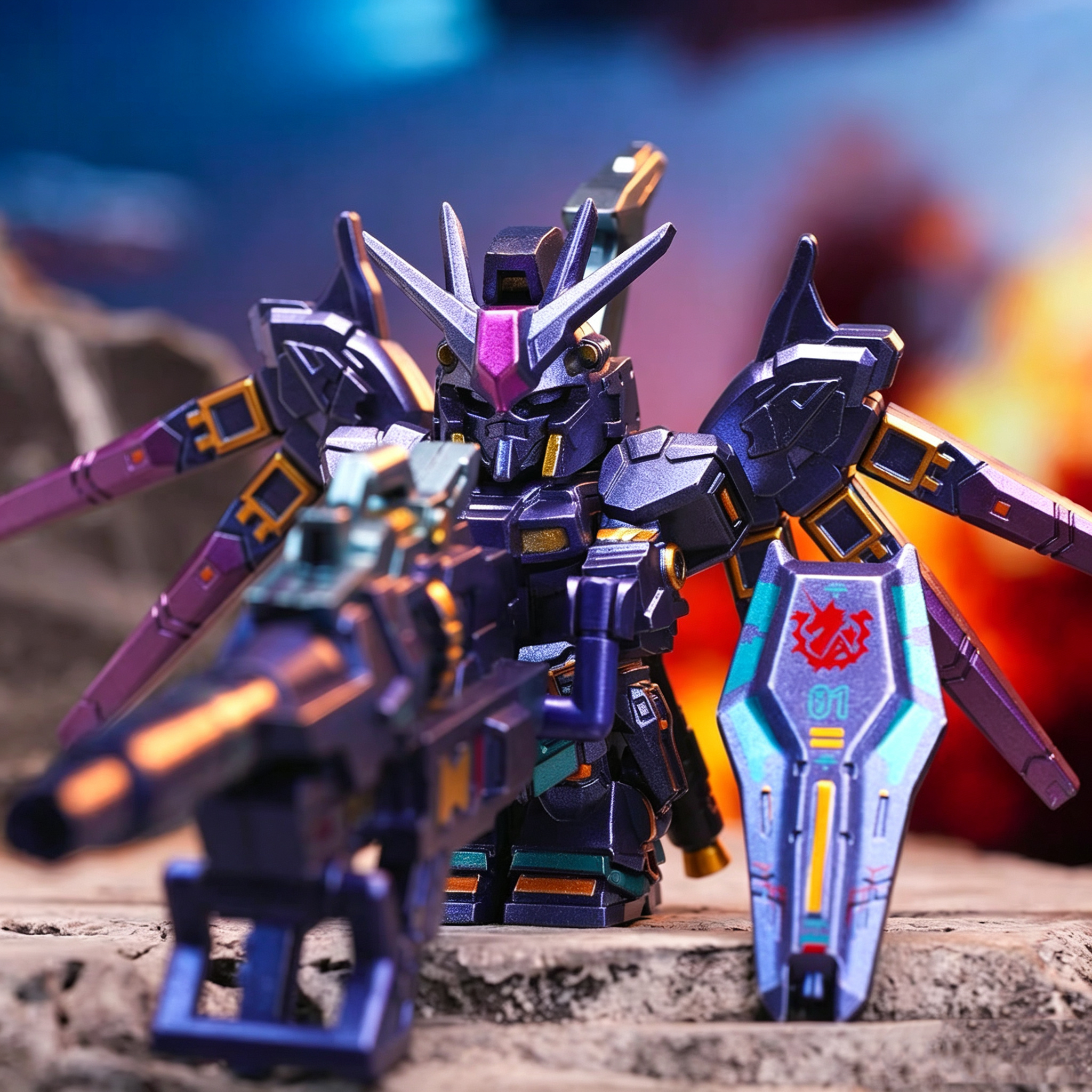 Colorful Heavy Armor Cosmic Mecha Minifigure