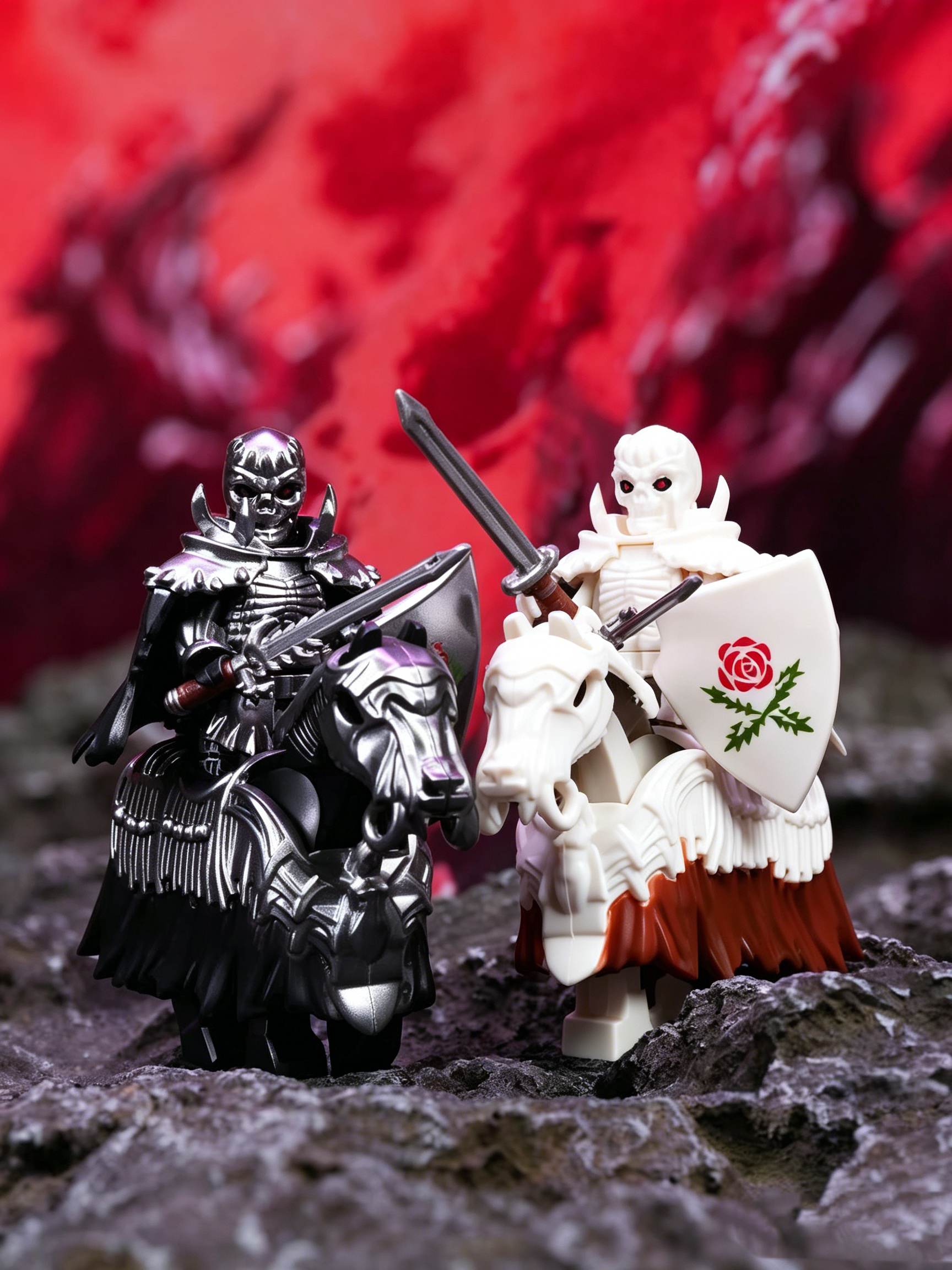 Dark Fantasy Skeleton Shield Soldier Minifigure – Mass Production Version