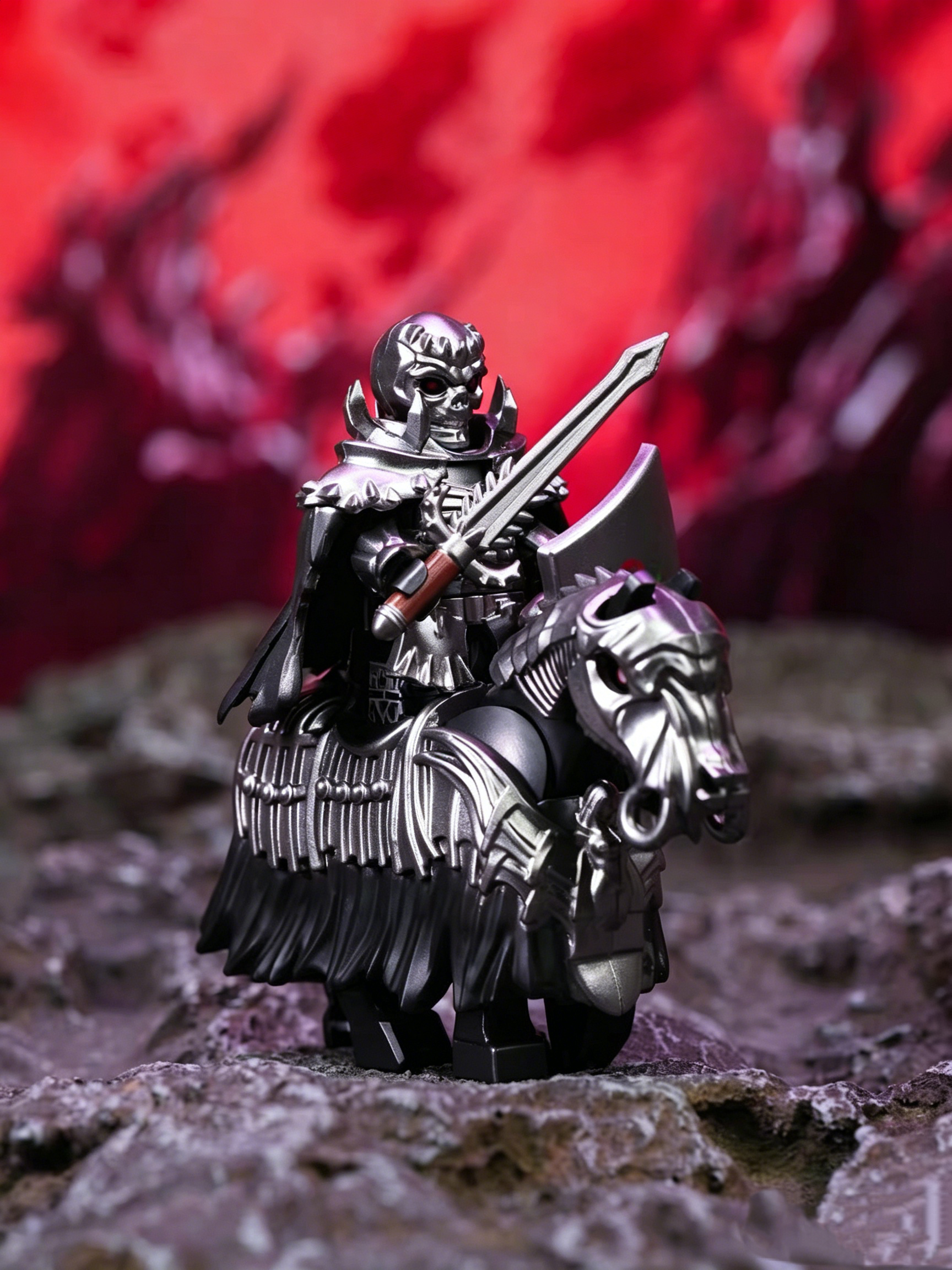 Dark Fantasy Skeleton Shield Soldier Minifigure – Mass Production Version
