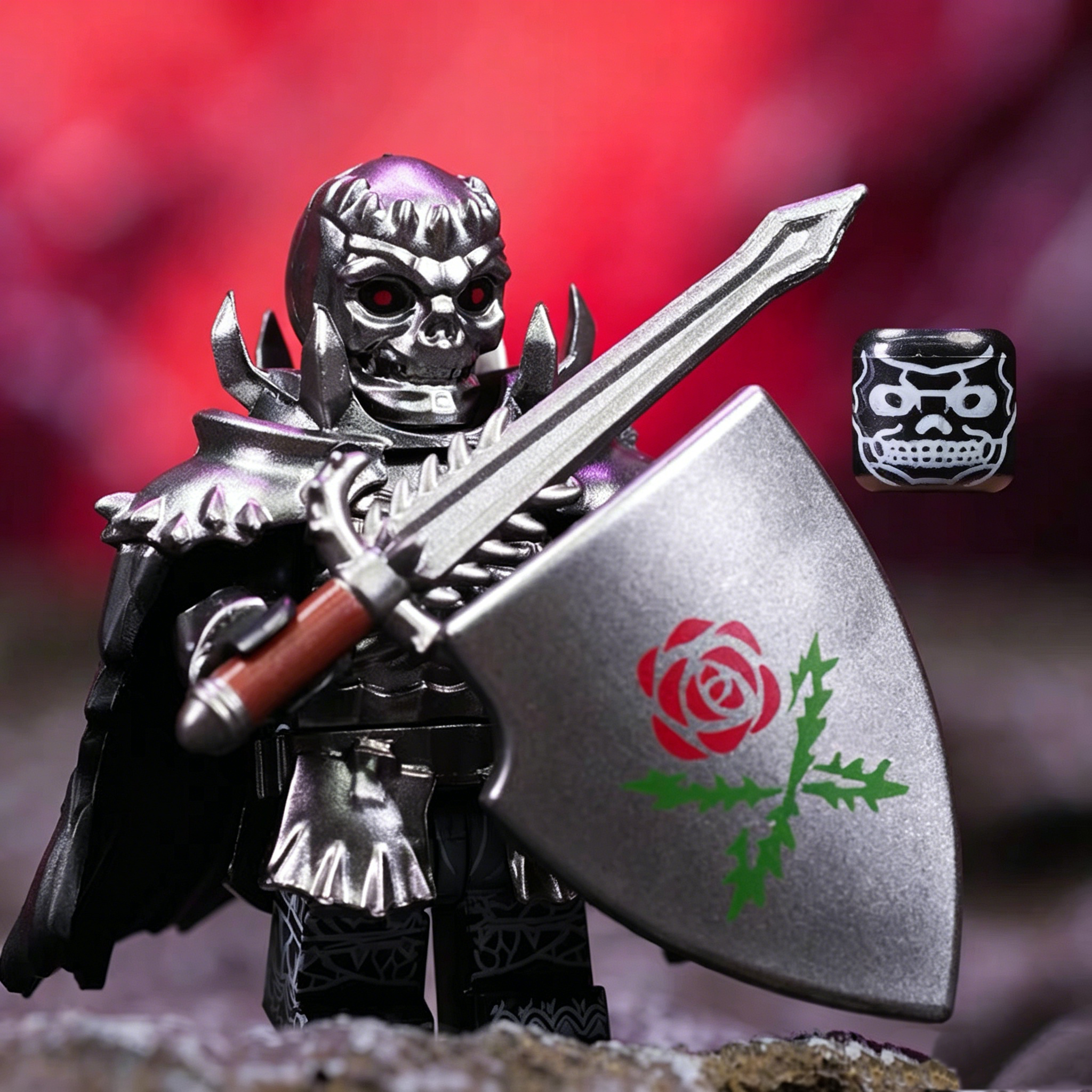 Dark Fantasy Skeleton Shield Soldier Minifigure – Mass Production Version