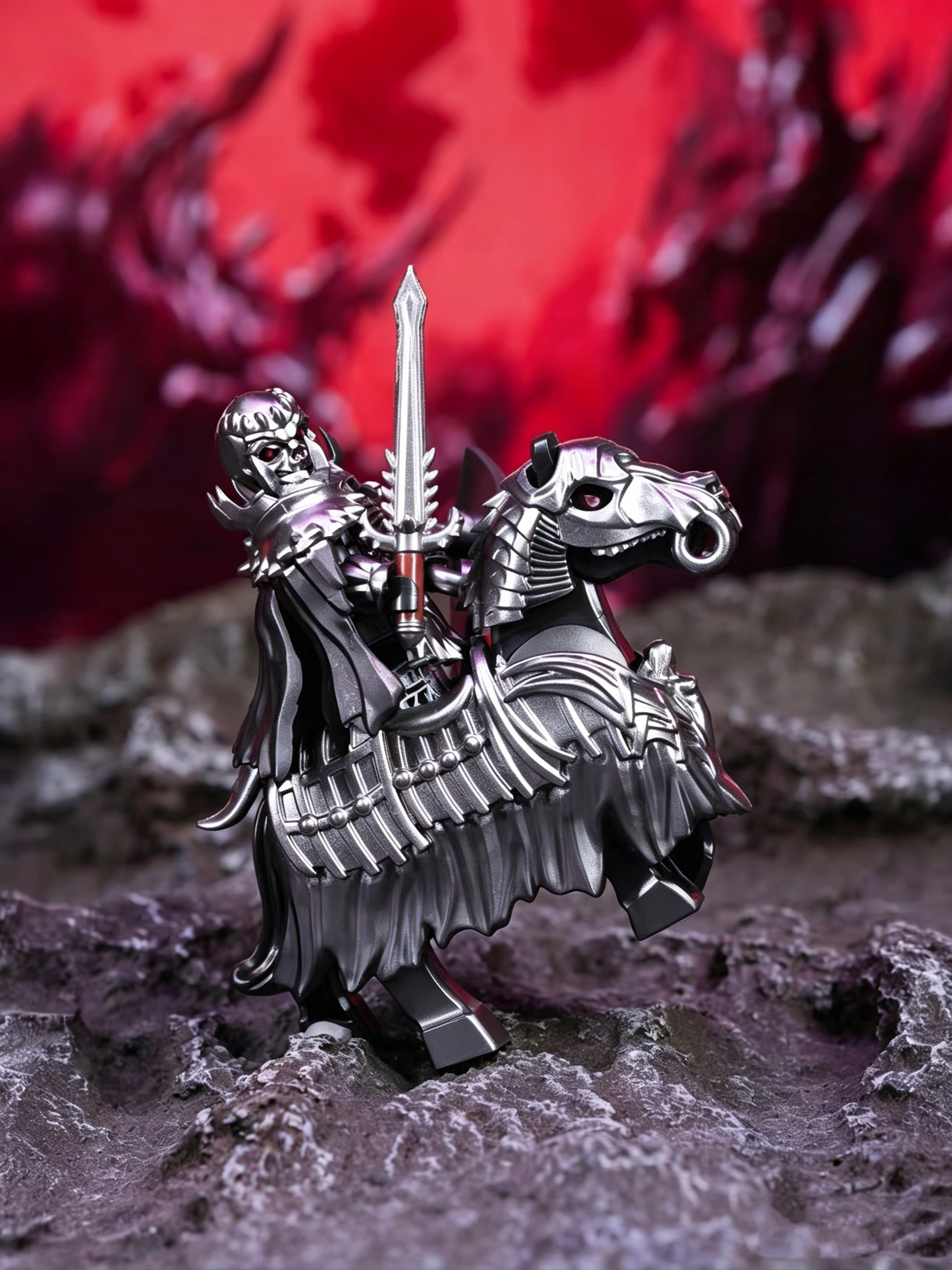 Dark Fantasy Skeleton Shield Soldier Minifigure – Mass Production Version