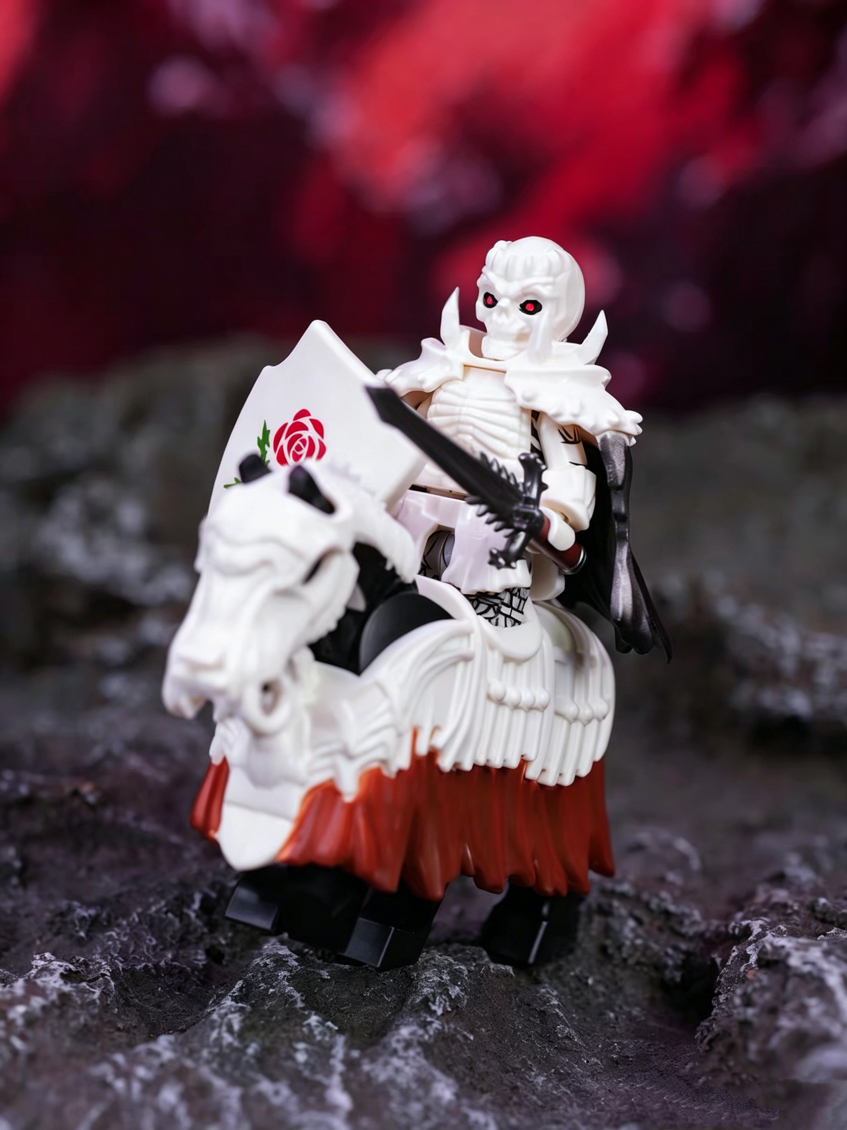 Dark Fantasy Skeleton Shield Soldier Minifigure – Mass Production Version