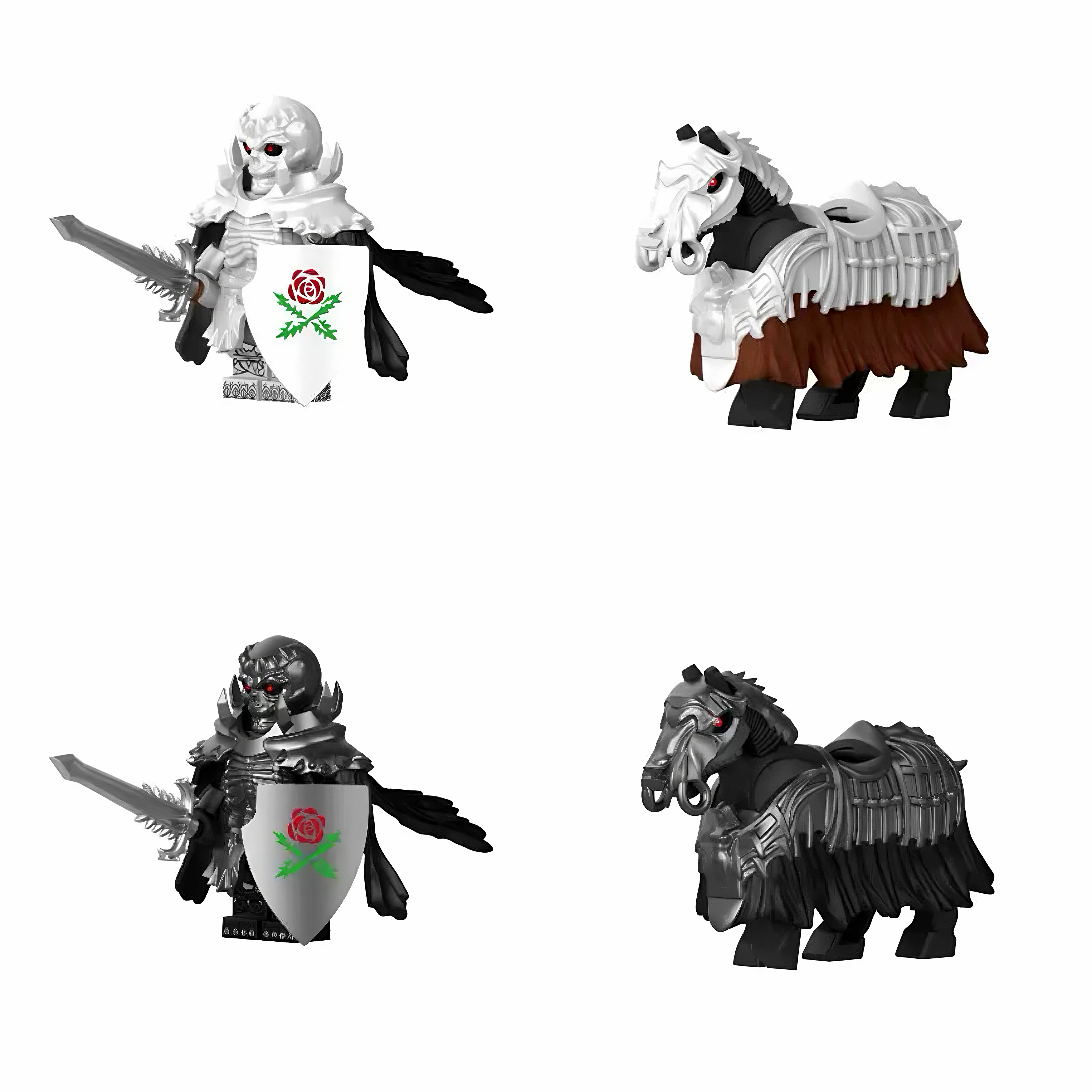 Dark Fantasy Skeleton Shield Soldier Minifigure – Mass Production Version