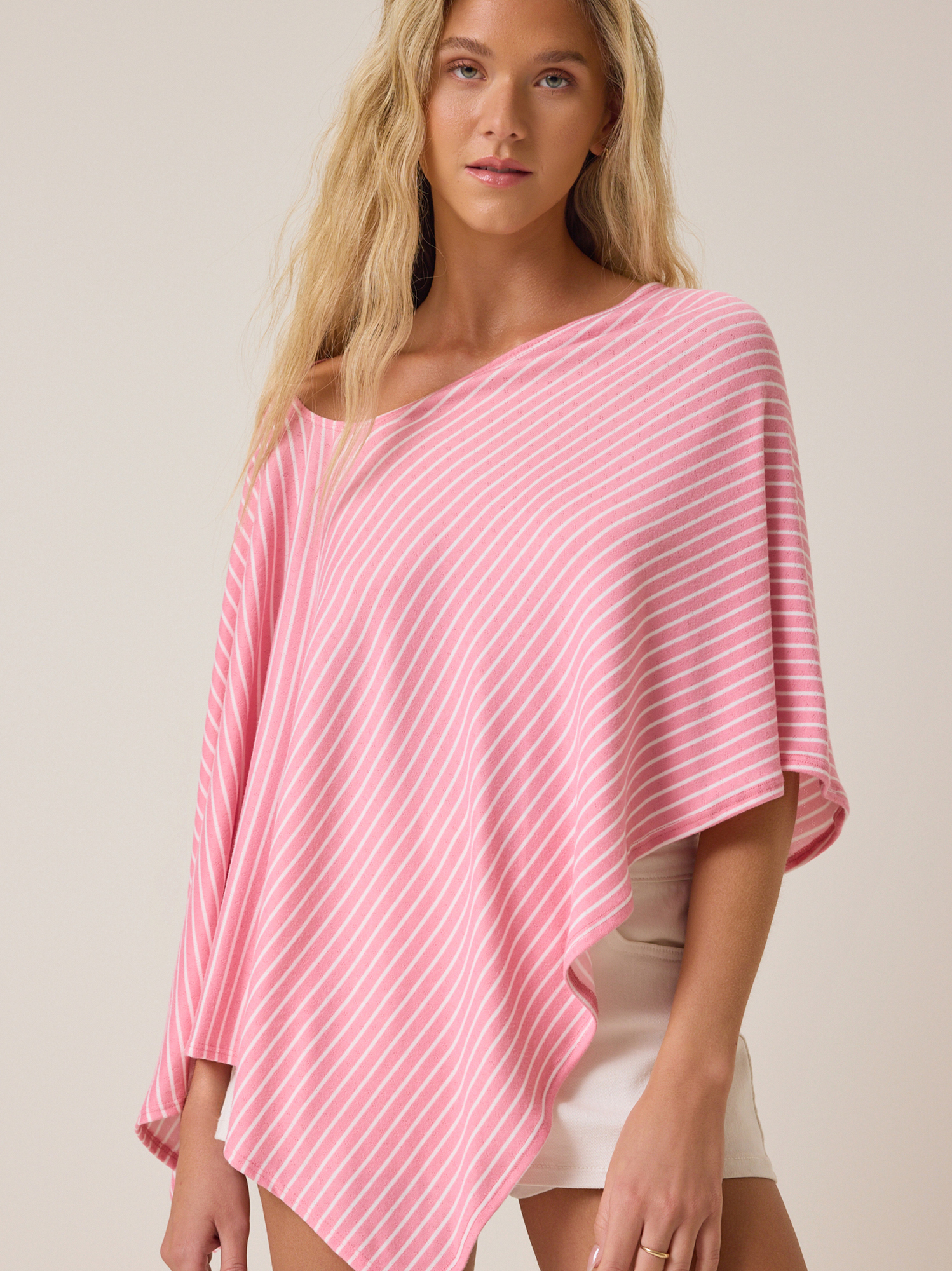 Stevie Pointelle Stripe Poncho