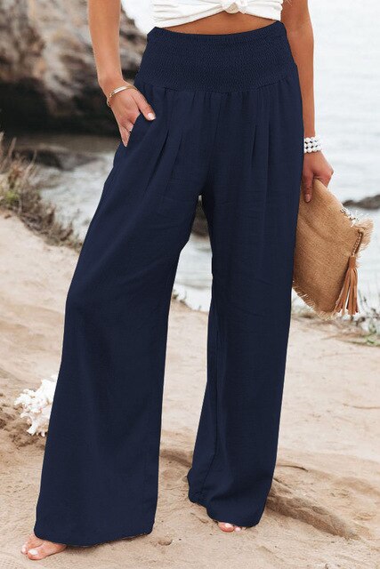 Women's Wide Leg Pants Summer Solid Loose Casual Vintage Cotton Linen Long Trousers Y2K 2023 Streetwear White Joggers Sweat