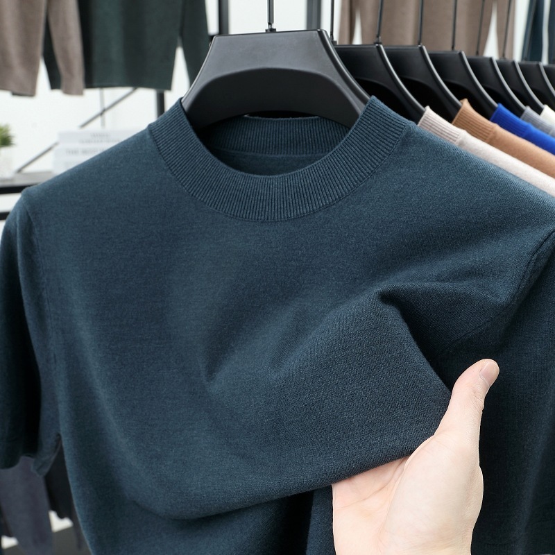 Last Day 50% OFF?2025 Spring and Summer Men's Stand Collar Cashmere Casual T-shirt (Buy 2 Free Shipping)