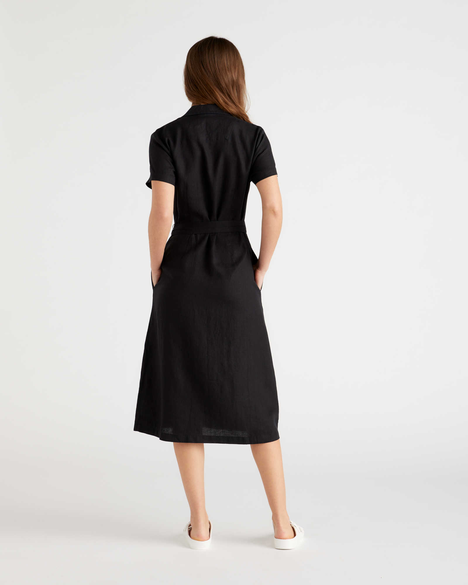 Linen Button Front Dress (Buy 2 Free Shipping)