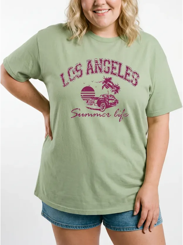 Vintage Los Angeles Summer Life Oversize Graphic Tee