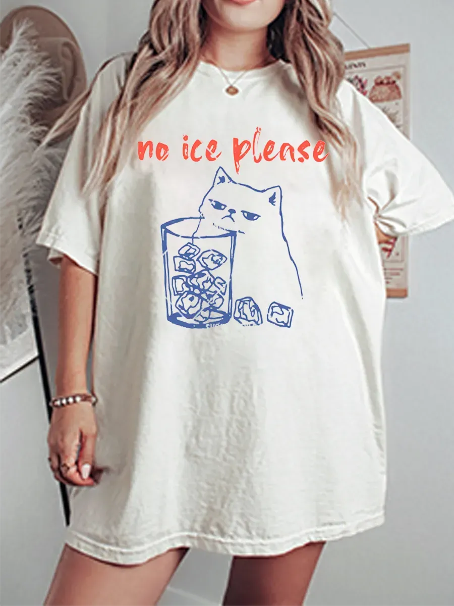 Vintage No Ice Please Oversize Graphic Tee