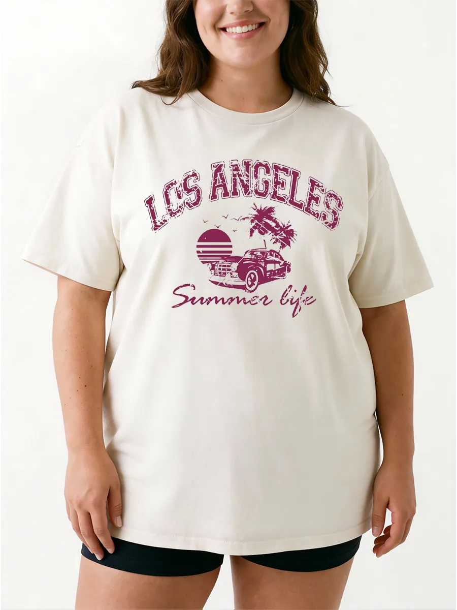 Vintage Los Angeles Summer Life Oversize Graphic Tee