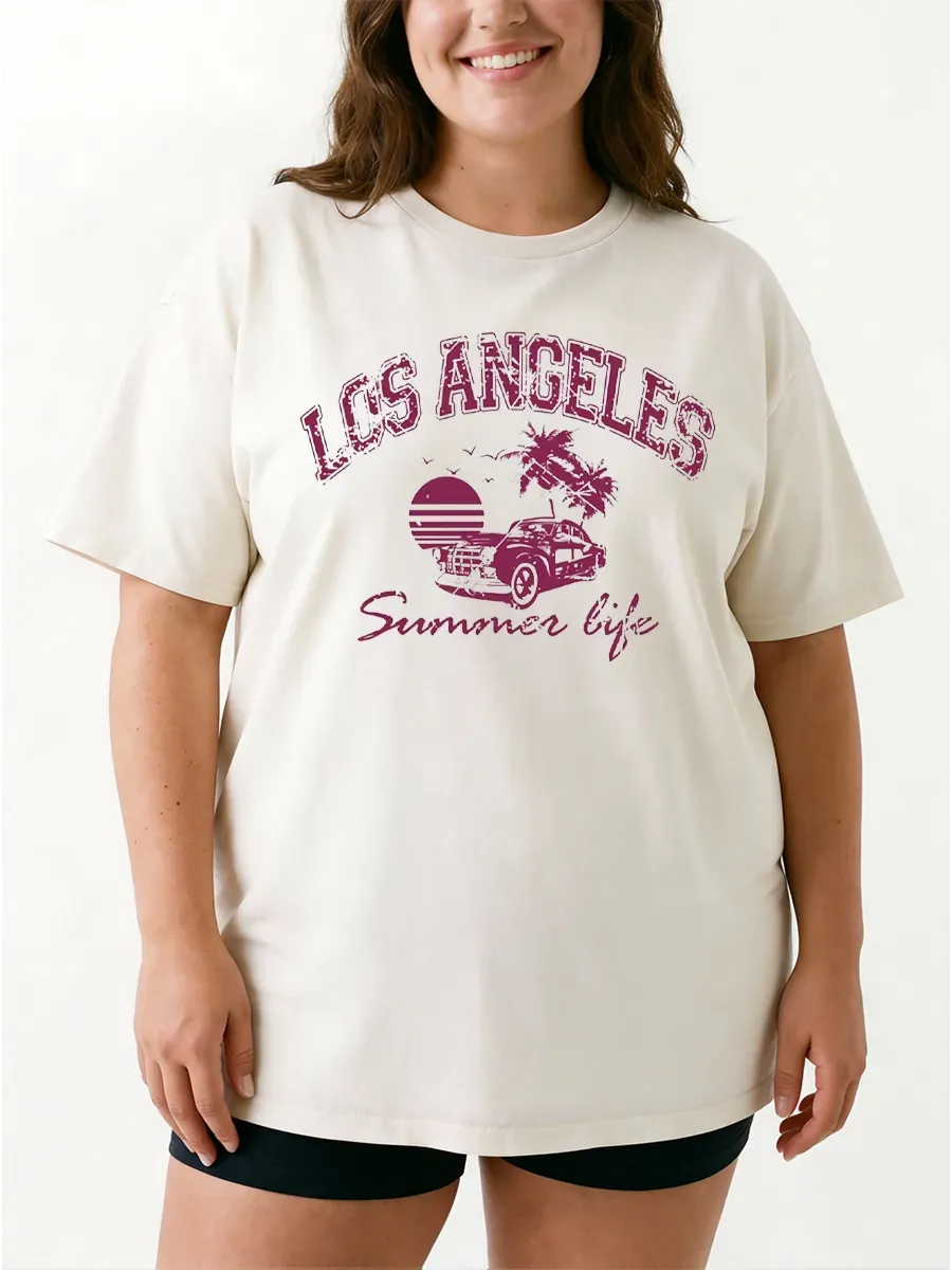 Vintage Los Angeles Summer Life Oversize Graphic Tee