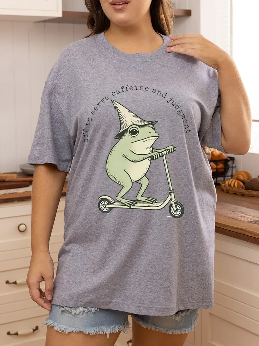 Vintage Off To Serve Caffeine And Judgment Oversize Graphic Tee