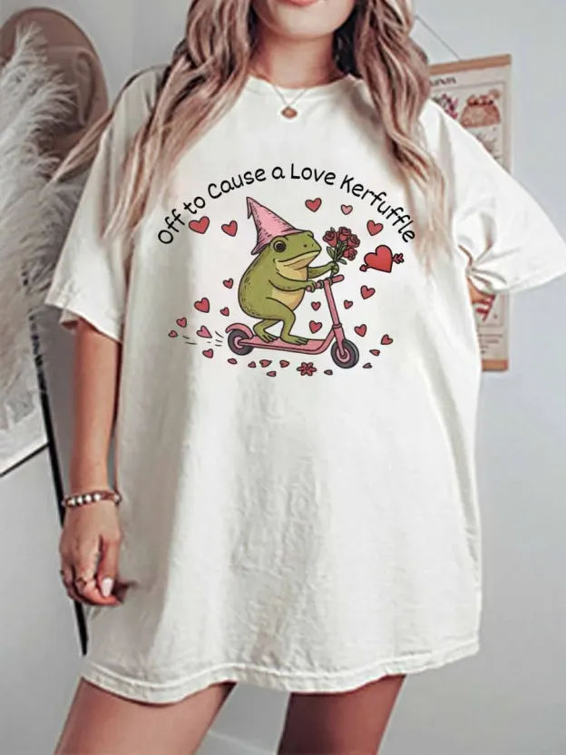 Vintage Off To Cause A Love Kerfuffle Oversize Graphic Tee