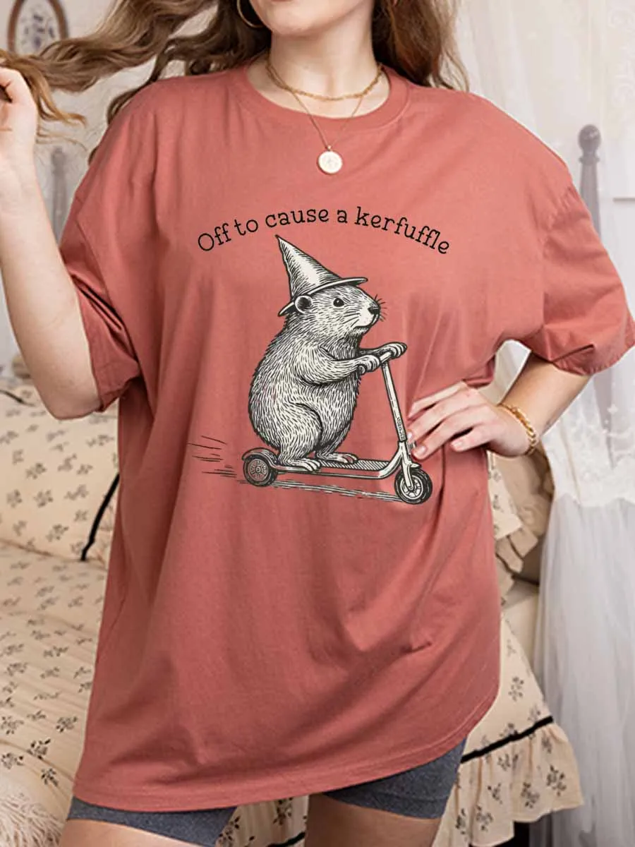 Vintage Off To Cause A Kerfuffle Oversize Graphic Tee