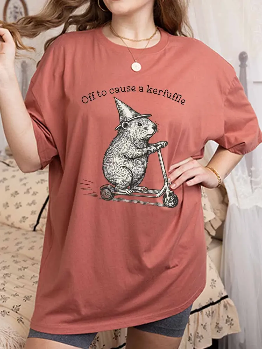Vintage Off To Cause A Kerfuffle Oversize Graphic Tee