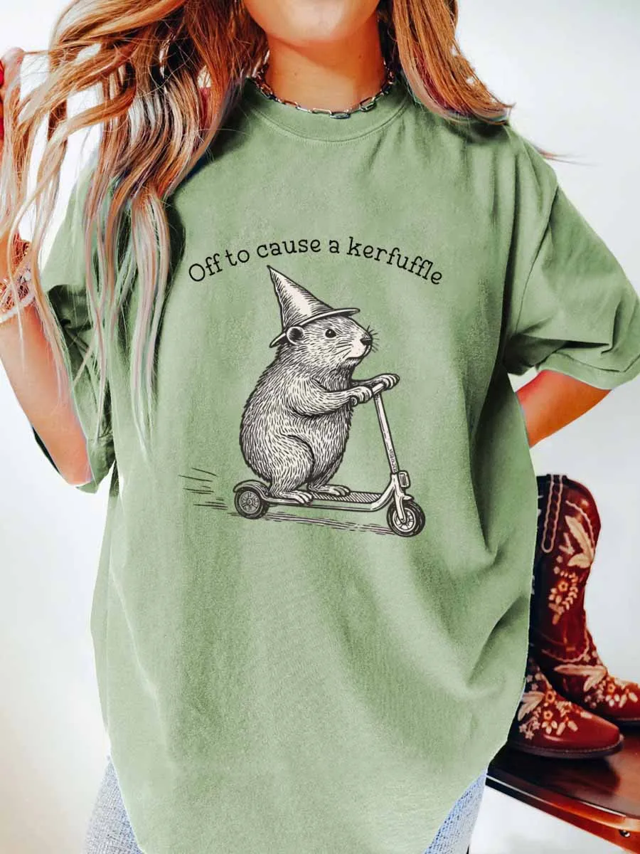 Vintage Off To Cause A Kerfuffle Oversize Graphic Tee