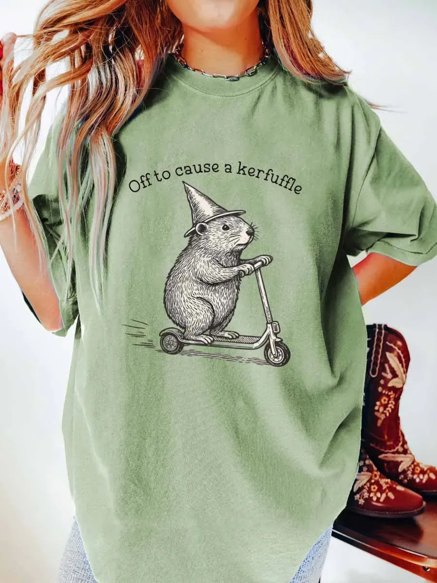 Vintage Off To Cause A Kerfuffle Oversize Graphic Tee