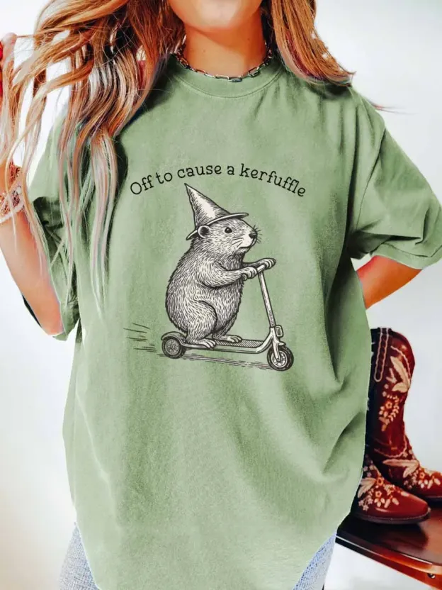 Vintage Off To Cause A Kerfuffle Oversize Graphic Tee