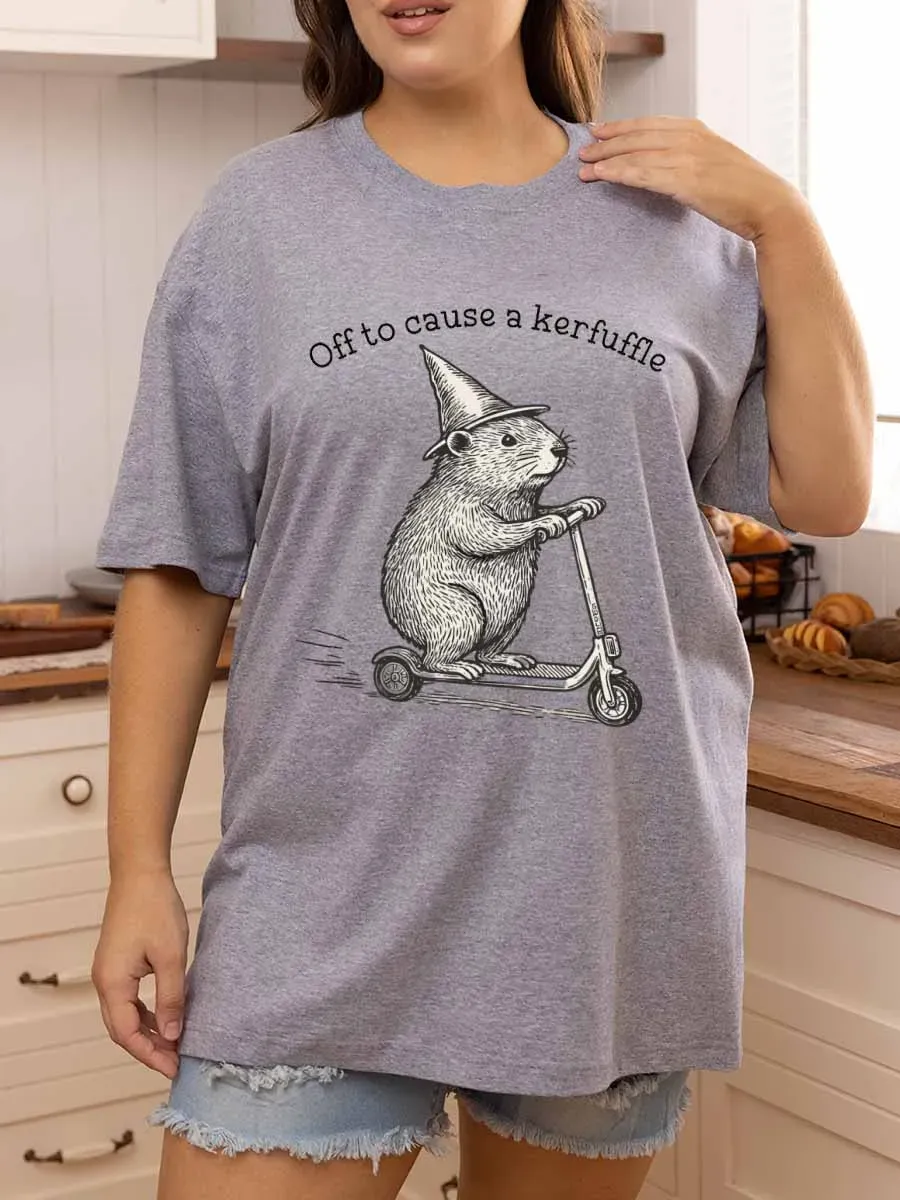 Vintage Off To Cause A Kerfuffle Oversize Graphic Tee