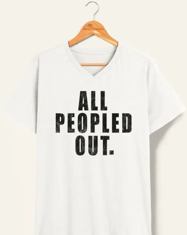 Vintage All Peopled Out V-Neck Tee