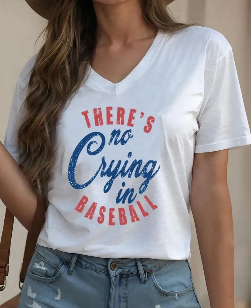 Vintage There's Is No Crying In Baseball V-Neck Tee