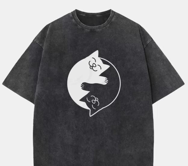 Vintage Yin Yang Cats Washed T-Shirt