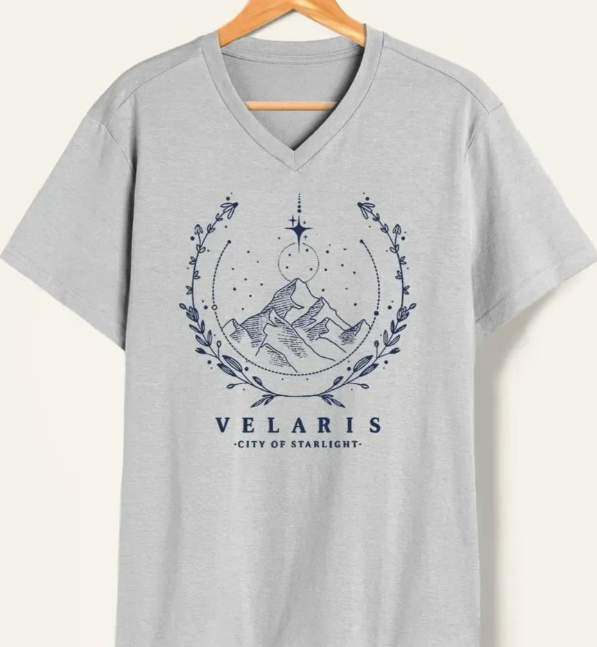 Vintage Style Velaris Washed Book V-Neck Tee