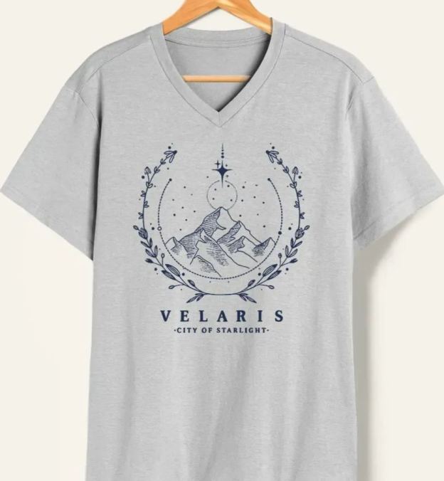 Vintage Style Velaris Washed Book V-Neck Tee