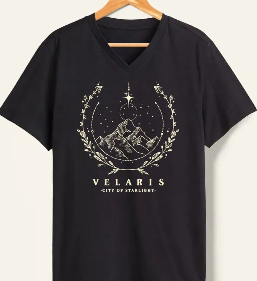 Vintage Style Velaris Washed Book V-Neck Tee