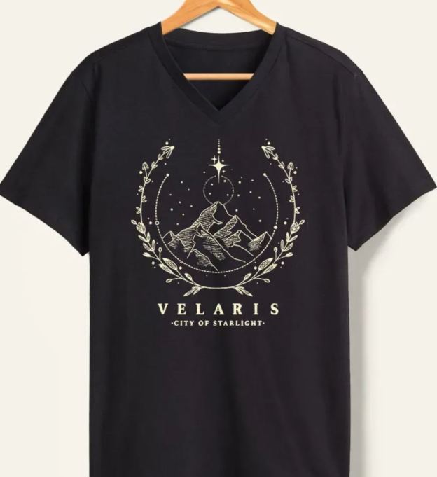 Vintage Style Velaris Washed Book V-Neck Tee