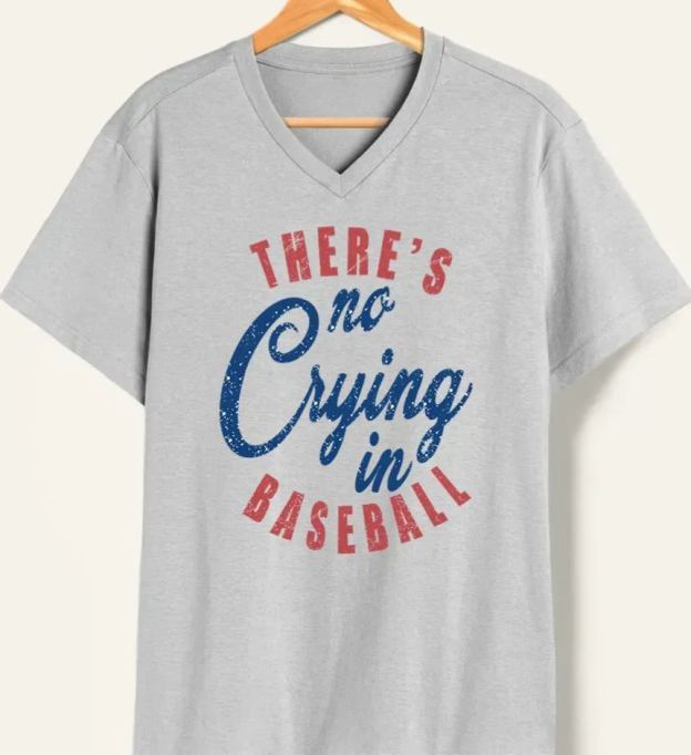 Vintage There's Is No Crying In Baseball V-Neck Tee