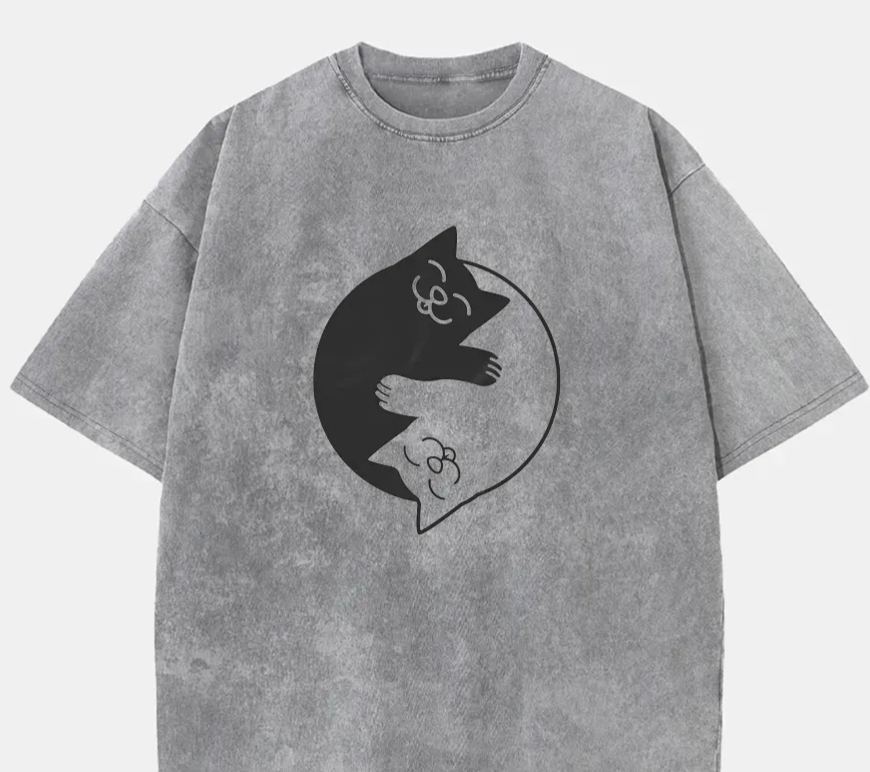 Vintage Yin Yang Cats Washed T-Shirt