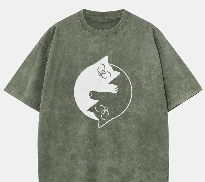 Vintage Yin Yang Cats Washed T-Shirt