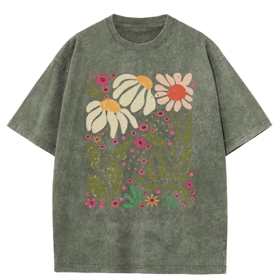 Vintage Hippie Flower Washed T-Shirt