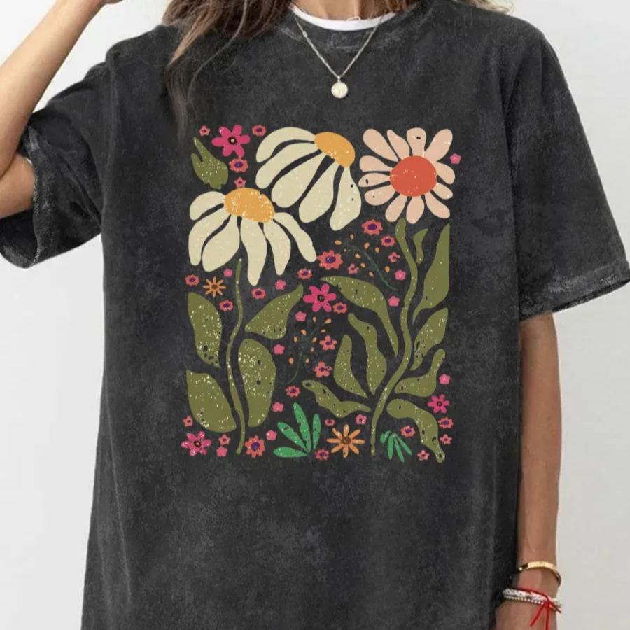 Vintage Hippie Flower Washed T-Shirt