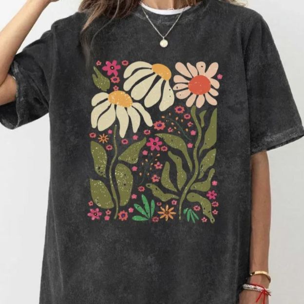 Vintage Hippie Flower Washed T-Shirt