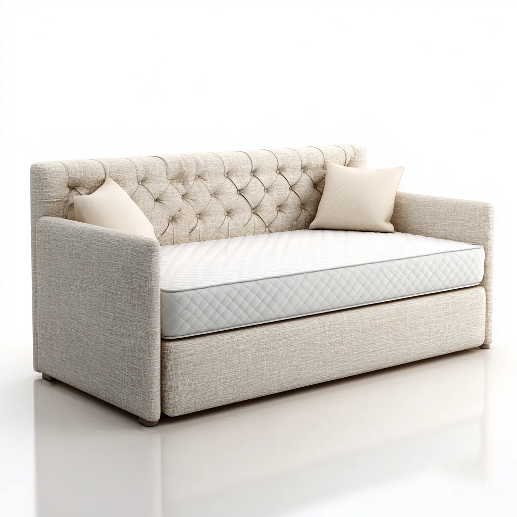 Canapé lit-Tissu-204x92x78 cm-Beige-Style moderne élégant-Tadiiaabode