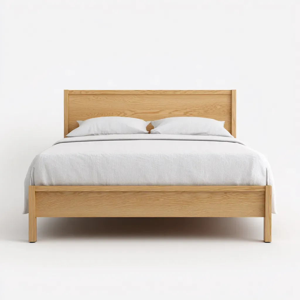 Lit double - Bois - 210x162x110 cm - Naturel - Style scandinave-Tadiiaabode