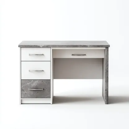 Bureau - Panneaux bois-mélaminé - 114x56x75 cm - Blanc-gris béton - Style industriel contemporain-Tadiiaabode