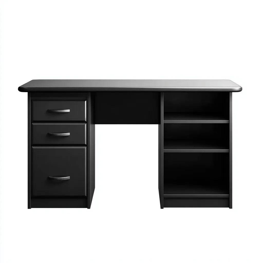 Bureau - Panneaux bois-métal - 120x60x75 cm - Noir - Style moderne fonctionnel-Tadiiaabode