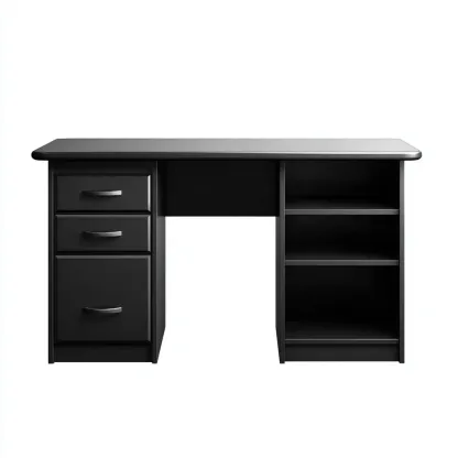 Bureau - Panneaux bois-métal - 120x60x75 cm - Noir - Style moderne fonctionnel-Tadiiaabode