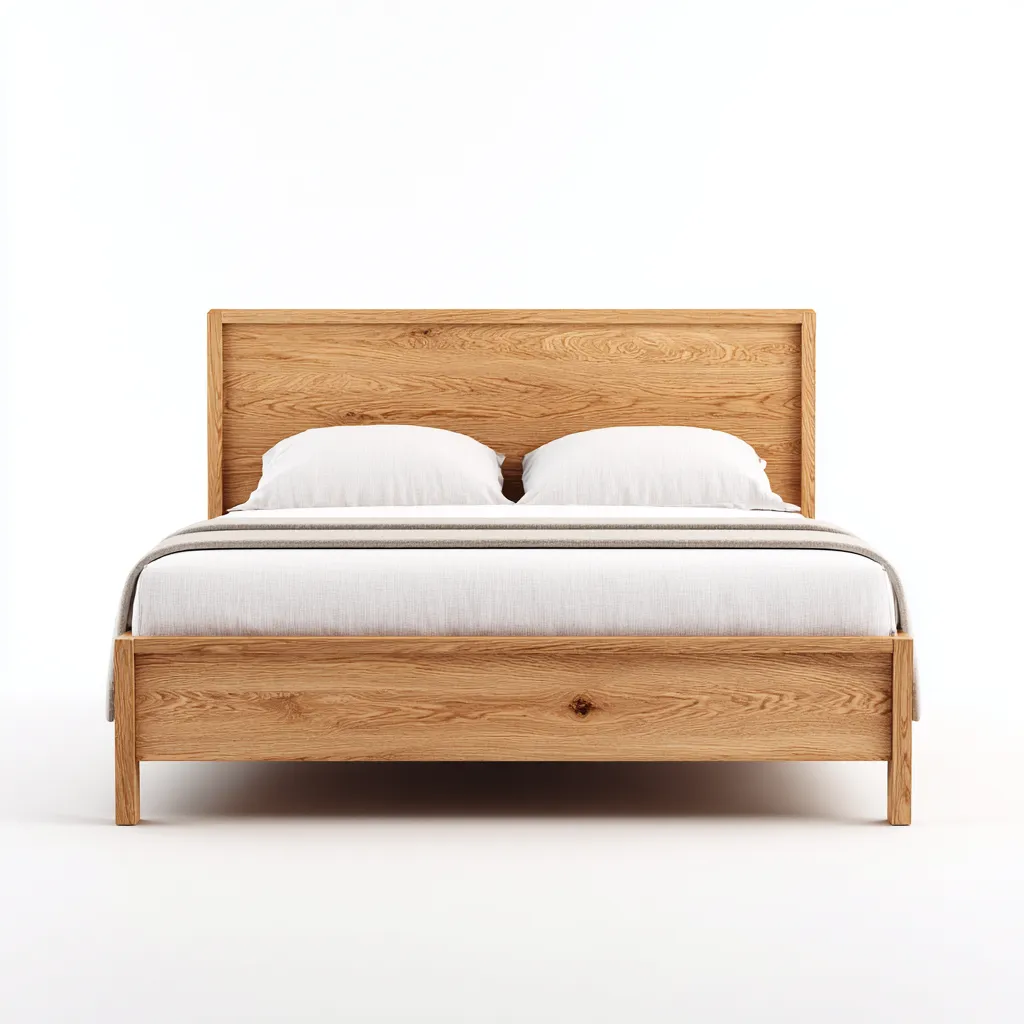 Lit double - Bois - 208x160x112 cm - Naturel - Style minimaliste-Tadiiaabode