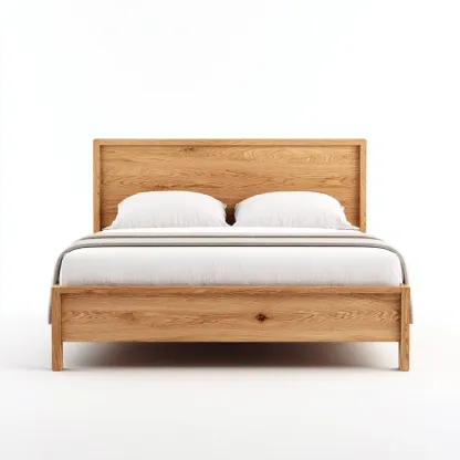 Lit double - Bois - 208x160x112 cm - Naturel - Style minimaliste-Tadiiaabode