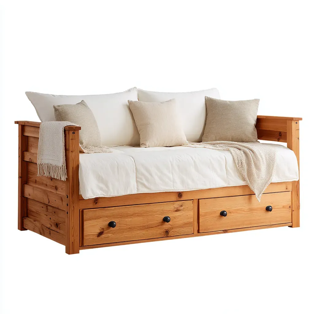 Canapé lit-Bois massif-202x94x76 cm-Naturel-Style rustique moderne-Tadiiaabode