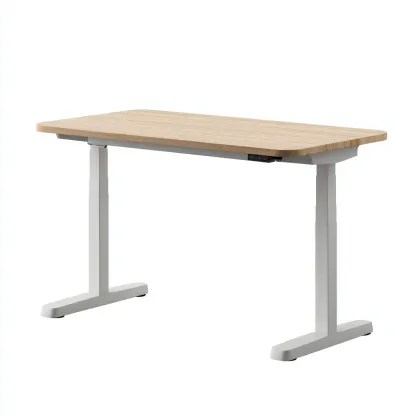 Bureau - Panneaux bois-métal - 120x65x118 cm - Chêne clair-blanc - Style moderne réglable-Tadiiaabode