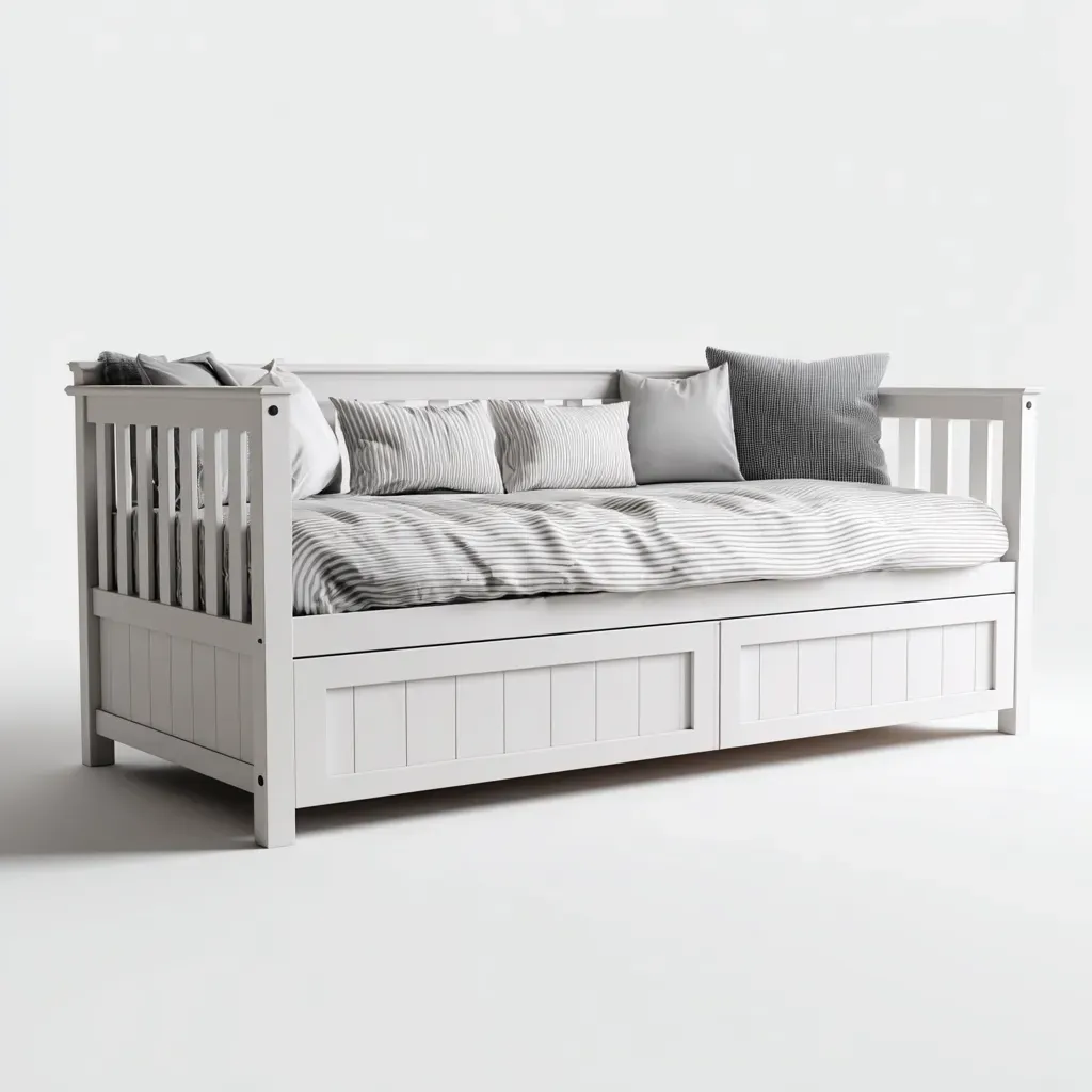 Canapé lit-Bois massif-202x95x81 cm-Blanc pur-Style scandinave moderne-Tadiiaabode