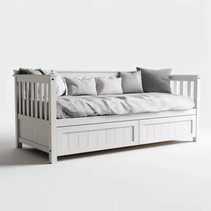 Canapé lit-Bois massif-202x95x81 cm-Blanc pur-Style scandinave moderne-Tadiiaabode