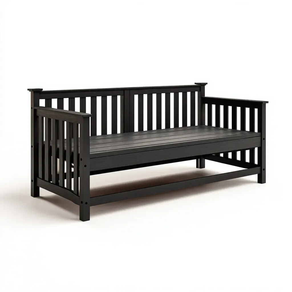 Canapé lit-Bois massif-200x95x80 cm-Noir-Style contemporain-Tadiiaabode
